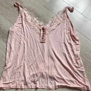 POL Blush Lace Accent Top